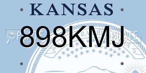 898KMJ Kansas License Plate