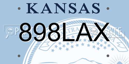 898LAX Kansas License Plate