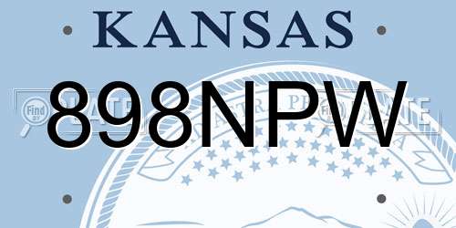 898NPW Kansas License Plate