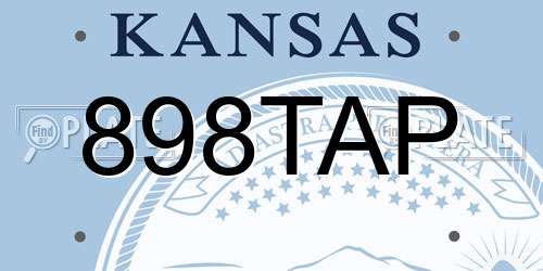 898TAP Kansas License Plate