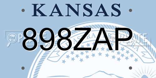 898ZAP Kansas License Plate