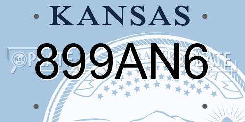 899AN6 Kansas License Plate