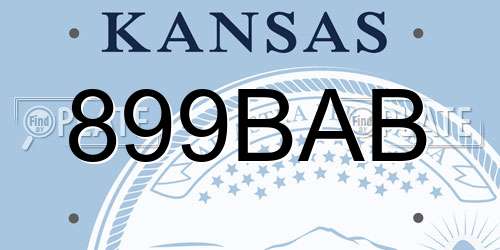 899BAB Kansas License Plate