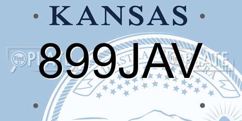 899JAV Kansas License Plate