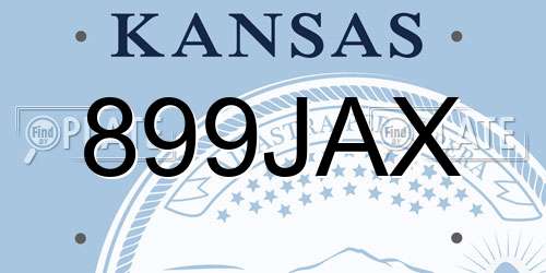 899JAX Kansas License Plate