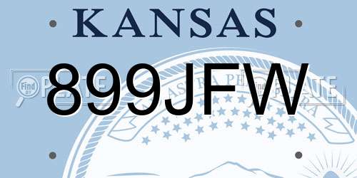 899JFW Kansas License Plate