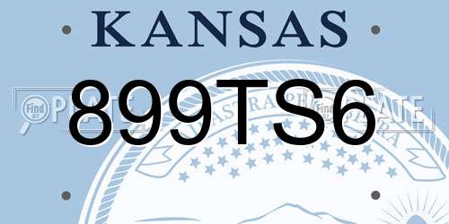 899TS6 Kansas License Plate