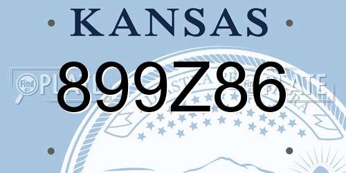 899Z86 Kansas License Plate