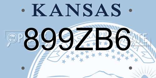 899ZB6 Kansas License Plate