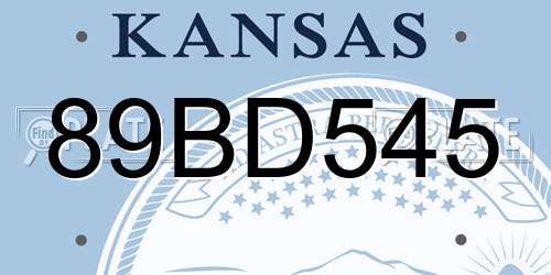 89BD545 Kansas License Plate