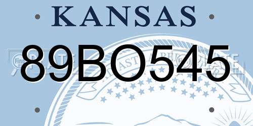 89BO545 Kansas License Plate