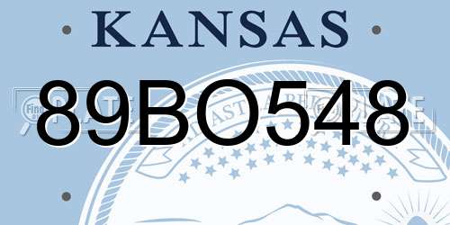 89BO548 Kansas License Plate
