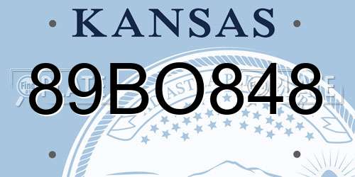 89BO848 Kansas License Plate