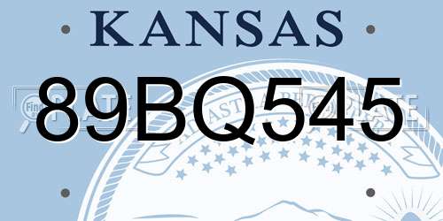 89BQ545 Kansas License Plate