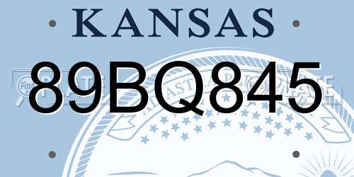 89BQ845 Kansas License Plate