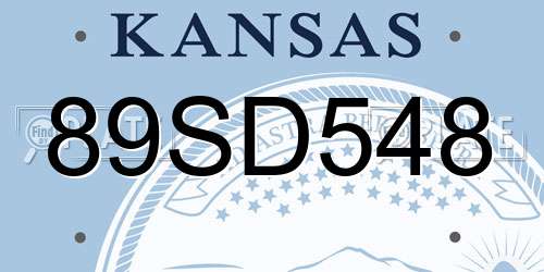 89SD548 Kansas License Plate