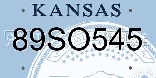 89SO545 Kansas License Plate