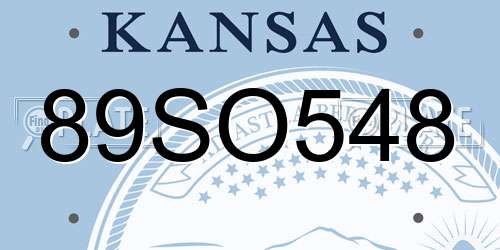 89SO548 Kansas License Plate