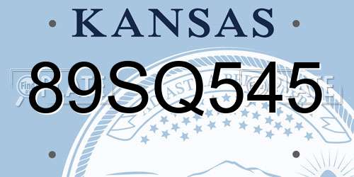 89SQ545 Kansas License Plate