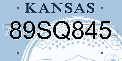 89SQ845 Kansas License Plate