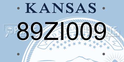 89ZI009 Kansas License Plate