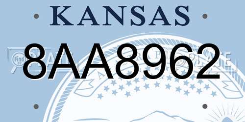 8AA8962 Kansas License Plate