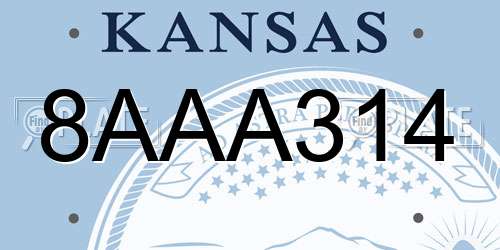 8AAA314 Kansas License Plate