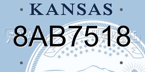 8AB7518 Kansas License Plate