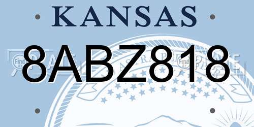 8ABZ818 Kansas License Plate