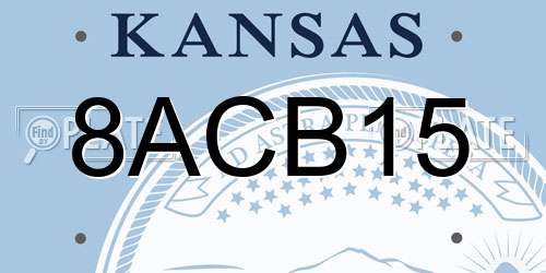 8ACB15 Kansas License Plate