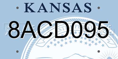 8ACD095 Kansas License Plate