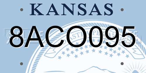 8ACO095 Kansas License Plate