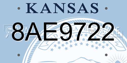 8AE9722 Kansas License Plate
