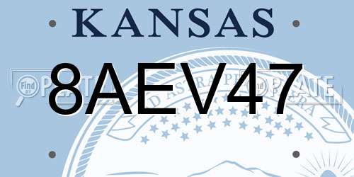 8AEV47 Kansas License Plate