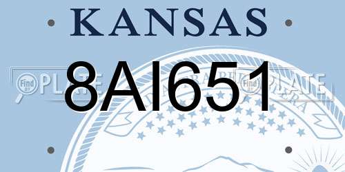 8AI651 Kansas License Plate