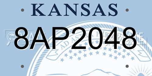 8AP2048 Kansas License Plate