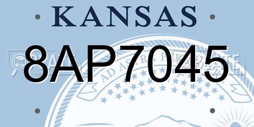 8AP7045 Kansas License Plate