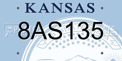 8AS135 Kansas License Plate