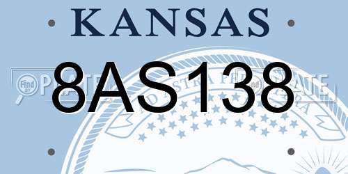 8AS138 Kansas License Plate