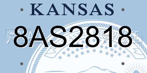 8AS2818 Kansas License Plate