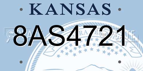 8AS4721 Kansas License Plate
