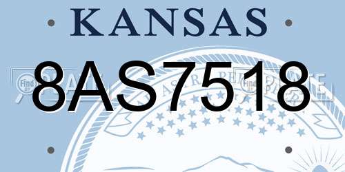 8AS7518 Kansas License Plate