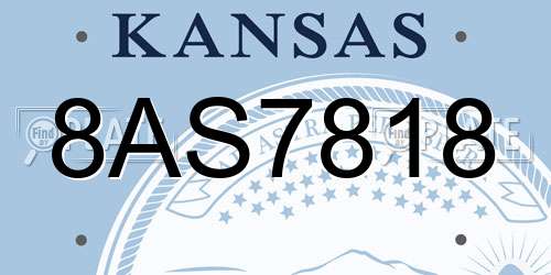 8AS7818 Kansas License Plate