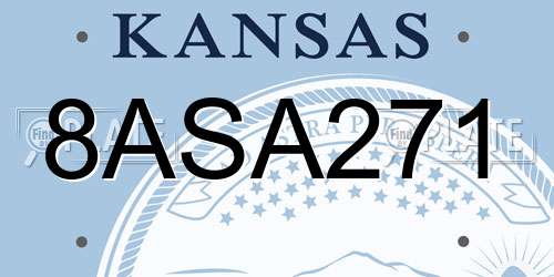 8ASA271 Kansas License Plate