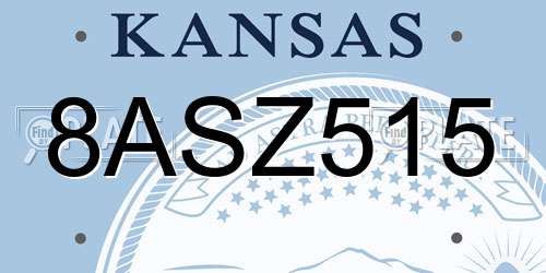 8ASZ515 Kansas License Plate