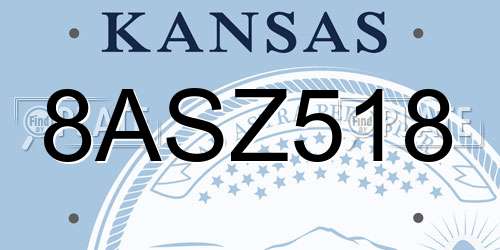 8ASZ518 Kansas License Plate