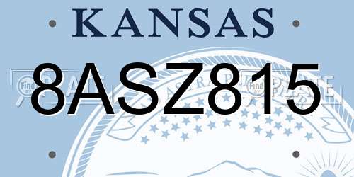 8ASZ815 Kansas License Plate