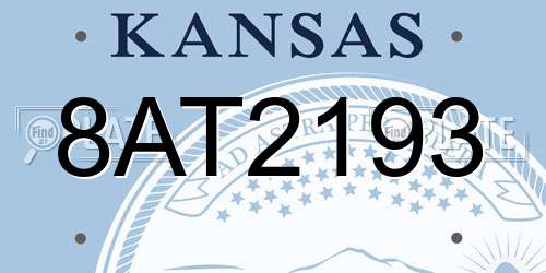 8AT2193 Kansas License Plate