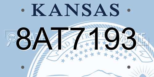 8AT7193 Kansas License Plate