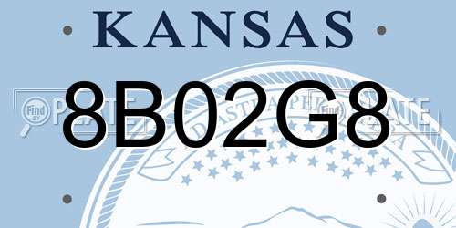 8B02G8 Kansas License Plate